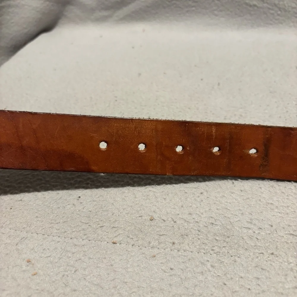 3D Brown Genuine Leather Men’s Belt Size 34 made in USA style 4074